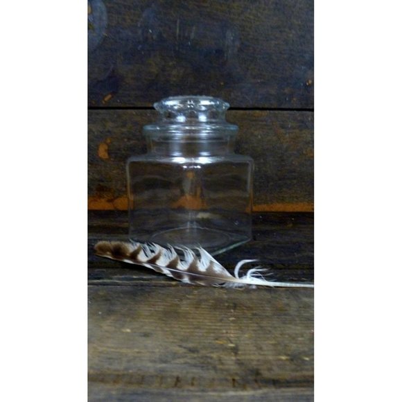 Clear glass lidded / covered jar containers / set of 2 - Picture 5 of 6